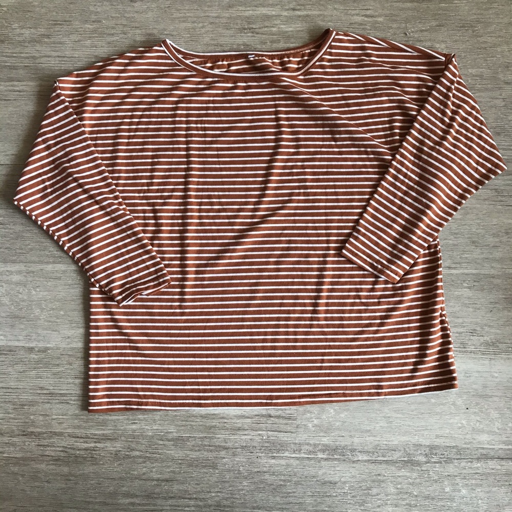 Brown and white stripped long sleeve shirt